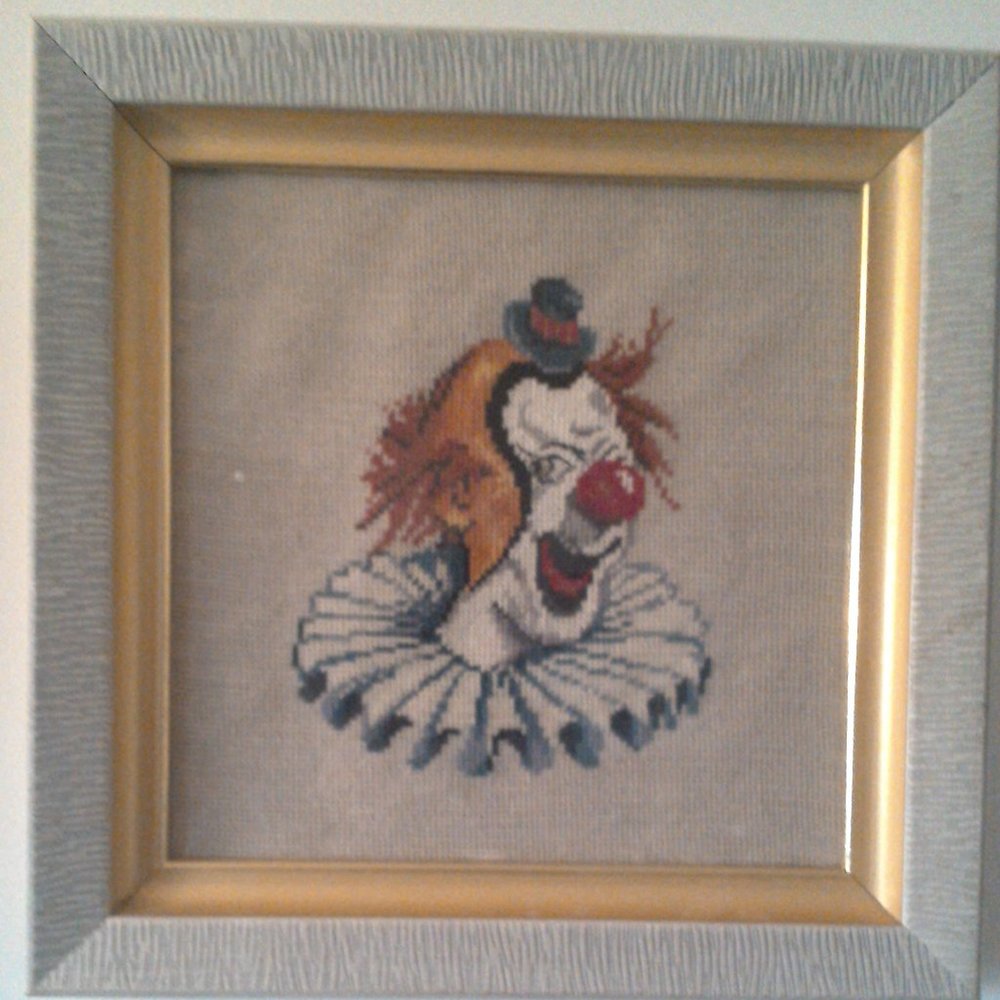 VINTAGE HAND STITCHED NEEDLEPOINT FRAMED ART